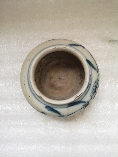 古玩陶瓷磁州窯青花花卉紋水盂拍賣,當前價格450元