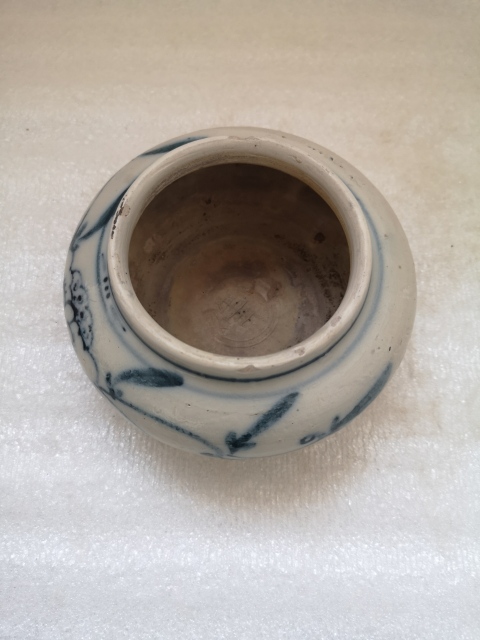 古玩陶瓷磁州窯青花花卉紋水盂拍賣,當前價格450元