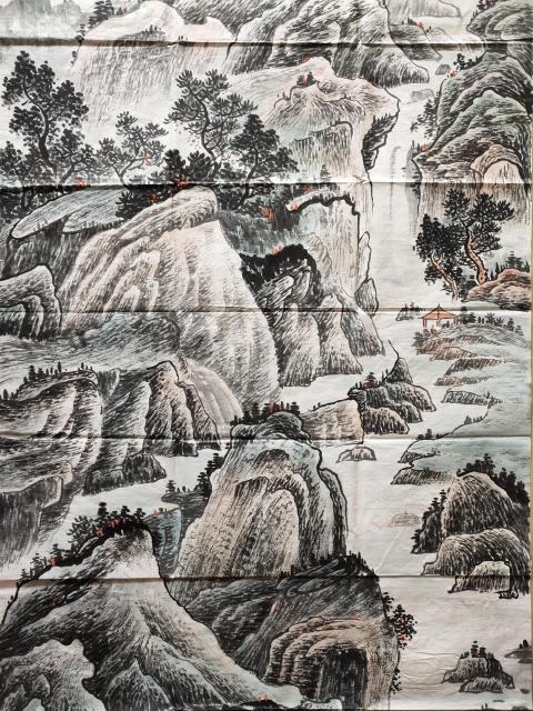 古玩字畫中國美術家協會會員－楊國春《溪山鳴泉》拍賣，當前價格2369元