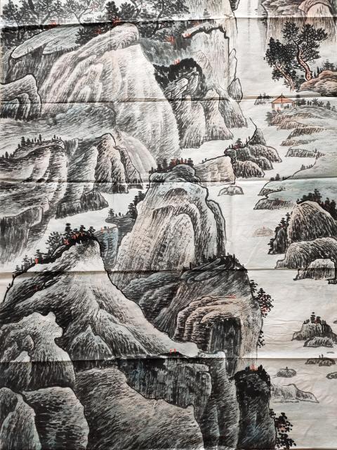古玩字畫中國美術家協會會員－楊國春《溪山鳴泉》拍賣，當前價格2369元
