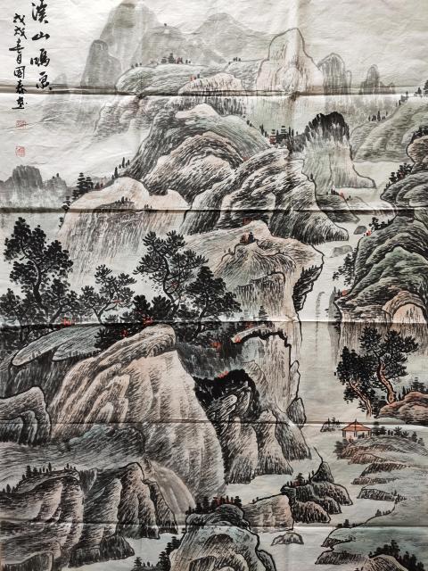 古玩字畫中國美術家協會會員－楊國春《溪山鳴泉》拍賣，當前價格2369元