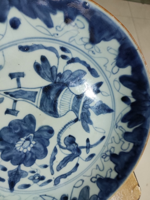 古玩陶瓷德化窯博古圖青花盤拍賣,當前價格1288元