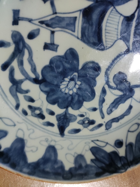 古玩陶瓷德化窯博古圖青花盤拍賣,當前價格1288元