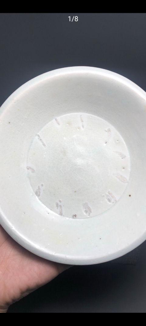 古玩陶瓷宣州窯白釉折沿盤拍賣,當前價格1元