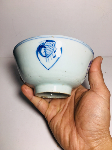 古玩陶瓷團鶴紋青花碗拍賣，當前價格999元