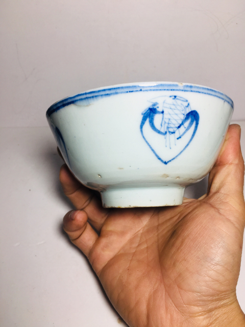 古玩陶瓷團鶴紋青花碗拍賣，當前價格999元