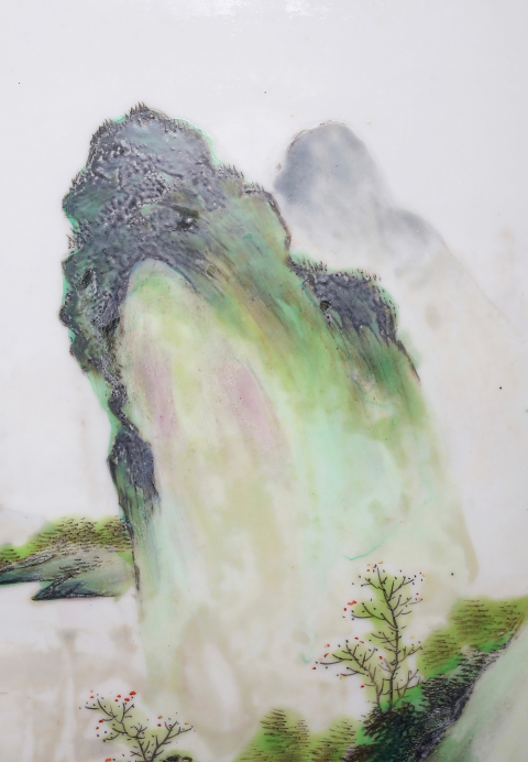 古玩陶瓷珠山名家精品 粉彩風景人物紋瓷板畫（珠山八友風格）拍賣，當前價格7500元