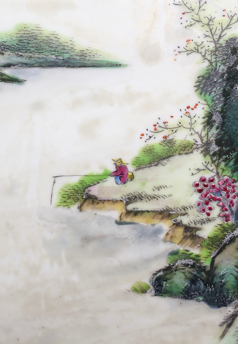 古玩陶瓷珠山名家精品 粉彩風景人物紋瓷板畫（珠山八友風格）拍賣，當前價格7500元