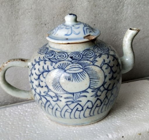 古玩陶瓷清代 淡描青花執壺拍賣,當前價格255元