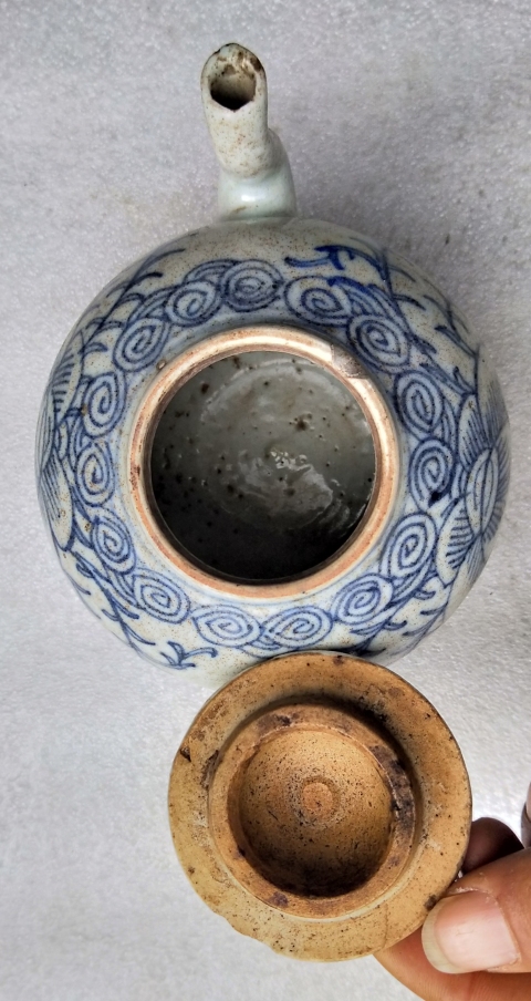 古玩陶瓷清代 淡描青花執壺拍賣,當前價格255元