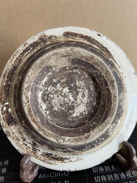 古玩陶瓷磁州窯褐彩花卉紋盤拍賣，當前價格380元