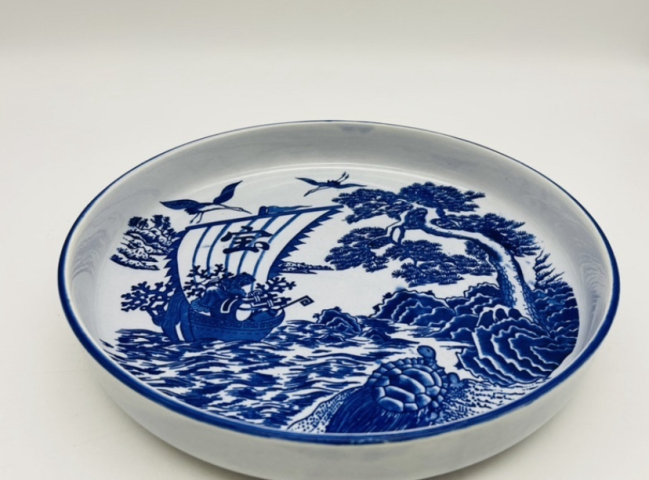 古玩陶瓷青花盤拍賣，當(dāng)前價(jià)格398元