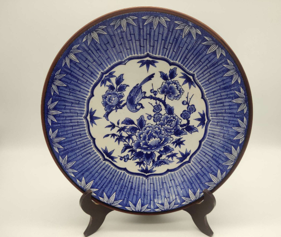 古玩陶瓷花鳥紋青花盤拍賣,當前價格350元