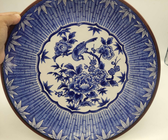 古玩陶瓷花鳥紋青花盤拍賣,當前價格350元