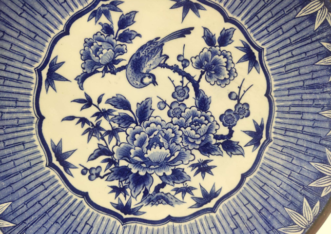 古玩陶瓷花鳥紋青花盤拍賣,當前價格350元