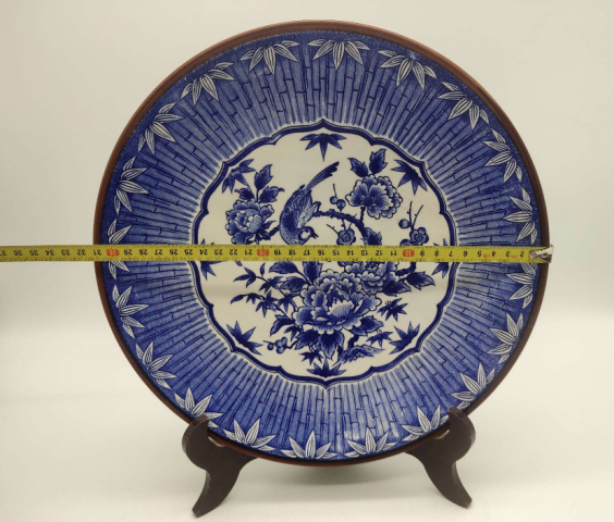 古玩陶瓷花鳥紋青花盤拍賣,當前價格350元