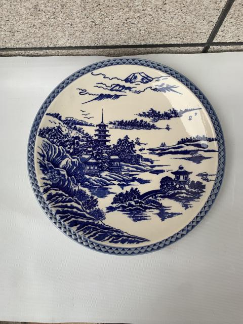 古玩陶瓷山水紋青花盤拍賣,當前價格298元