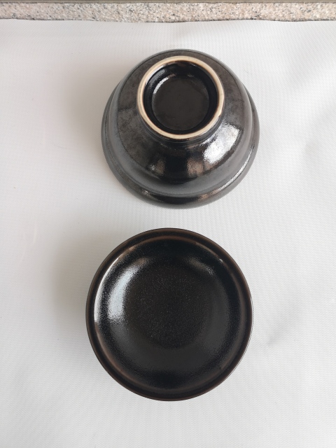 古玩陶瓷黑釉蓋碗拍賣,當前價格260元
