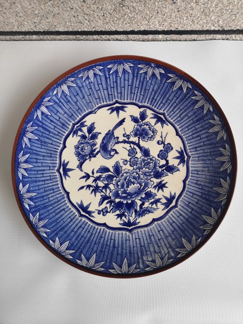 古玩陶瓷花鳥紋青花盤拍賣,當前價格350元