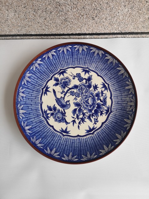 古玩陶瓷花鳥紋青花盤拍賣,當前價格350元