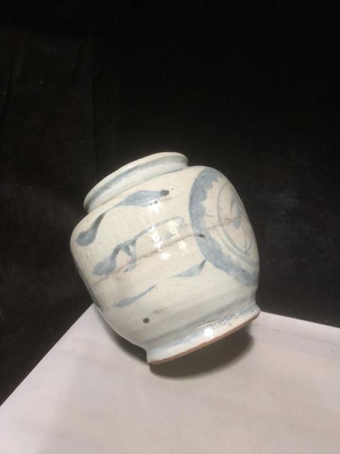 古玩陶瓷明末清初吉語紋青花罐拍賣,當前價格410元