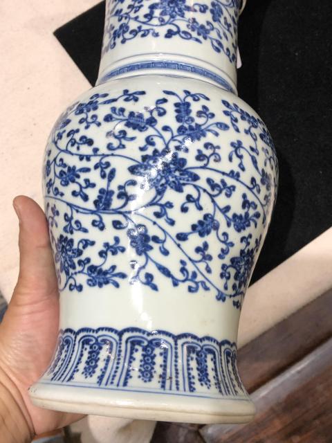 古玩陶瓷花卉紋青花鳳尾尊拍賣,當前價格46000元