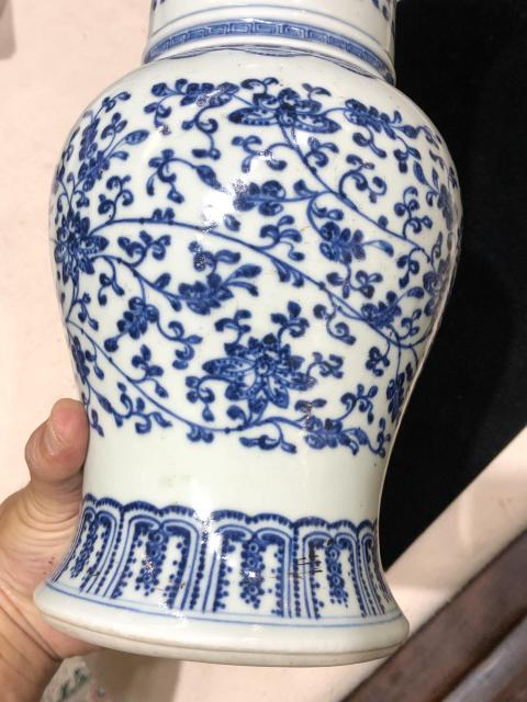 古玩陶瓷花卉紋青花鳳尾尊拍賣,當前價格46000元