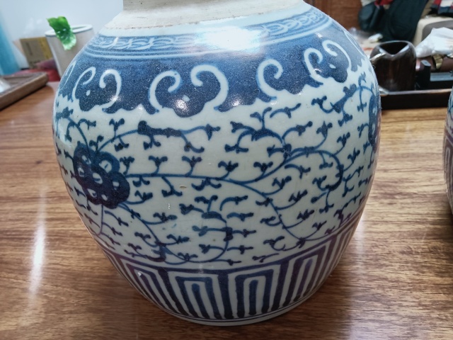 古玩陶瓷帶蓋青花罐一對拍賣，當前價格2000元