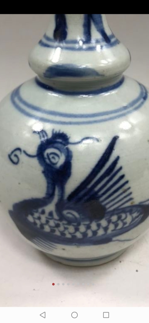 古玩陶瓷鳳紋青花葫蘆瓶拍賣，當前價格7000元