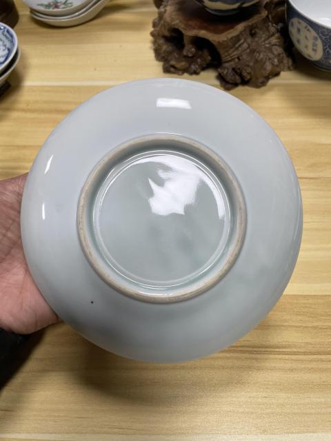 古玩陶瓷民國至解放初 壽字暗刻吉語花鳥紋盤拍賣,當(dāng)前價(jià)格650元