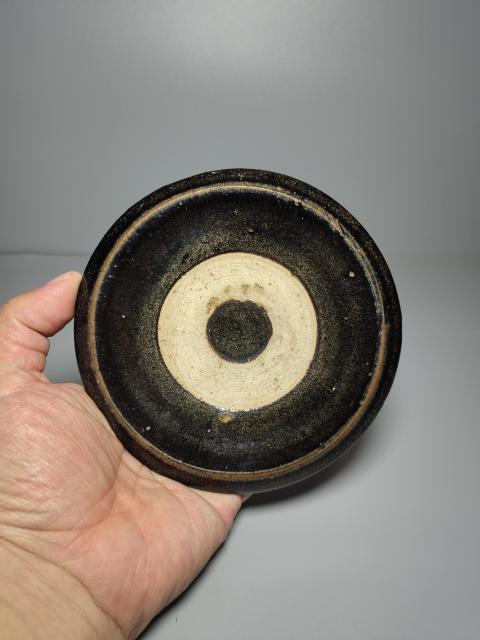 古玩陶瓷耀州窯黑釉臥足盞托拍賣,當前價格1200元