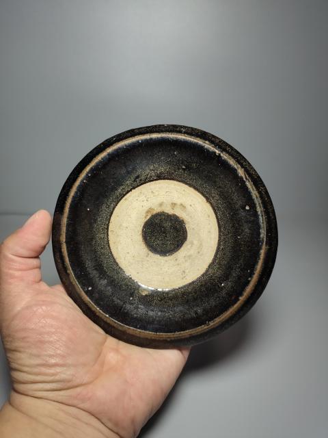 古玩陶瓷耀州窯黑釉臥足盞托拍賣,當前價格1200元