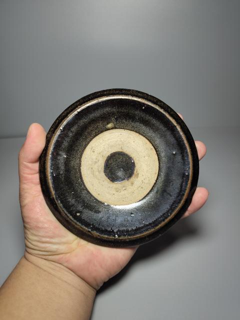 古玩陶瓷耀州窯黑釉臥足盞托拍賣,當前價格1200元