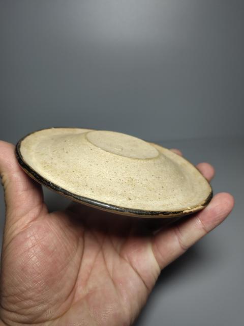古玩陶瓷耀州窯黑釉臥足盞托拍賣,當前價格1200元