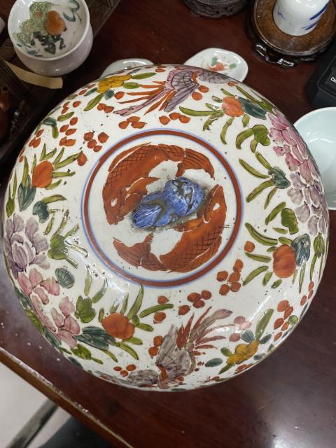 古玩陶瓷青花加彩蓋缸拍賣,當前價格1800元