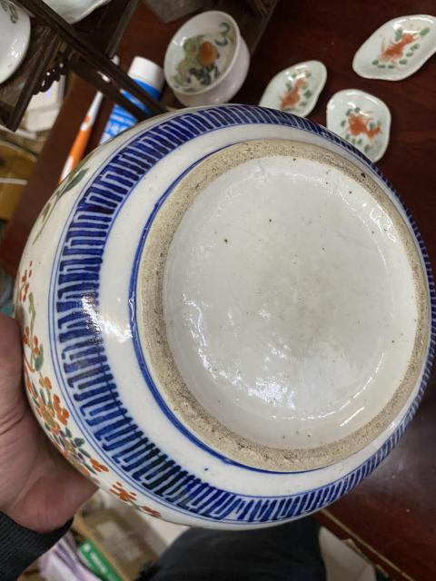 古玩陶瓷青花加彩蓋缸拍賣,當前價格1800元