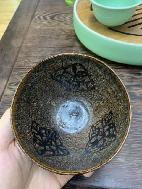 古玩陶瓷吉州窯剪紙貼花盞拍賣,當前價格1元