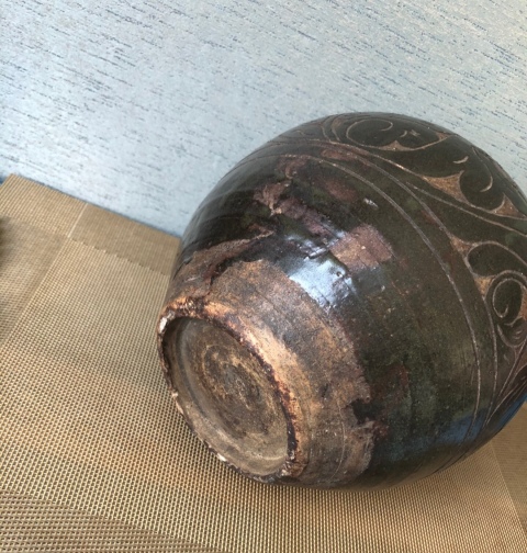 古玩陶瓷褐釉剔花嘟嚕瓶拍賣,當前價格120000元