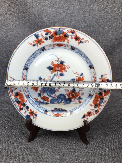 古玩陶瓷清康熙?青花礬紅花卉紋盤拍賣，當前價格2000元