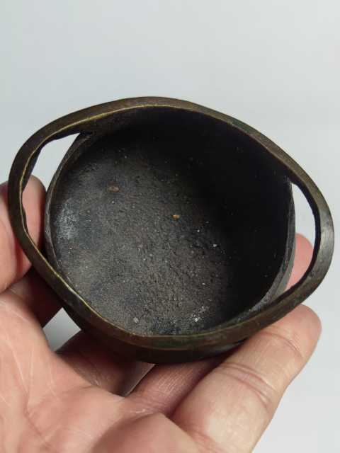 古玩陶瓷民國大明宣德年制款黃銅三足鳳眼爐拍賣，當前價格4000元