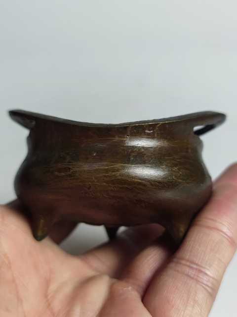 古玩陶瓷民國大明宣德年制款黃銅三足鳳眼爐拍賣，當前價格4000元