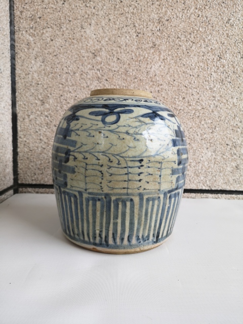 古玩陶瓷青花花卉紋喜字罐拍賣,當前價格680元