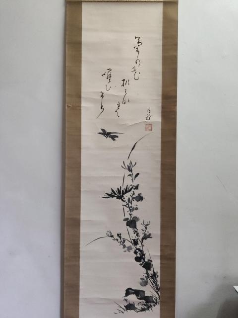 古玩字畫民國手工舊裱水墨花鳥立軸拍賣,當前價格199元