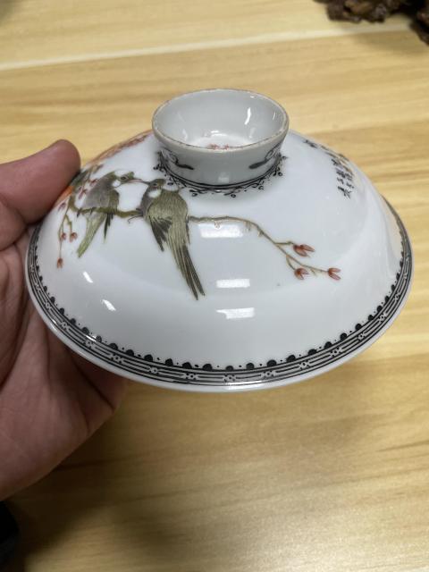 古玩陶瓷粉彩花鳥紋蓋子拍賣，當前價格1300元