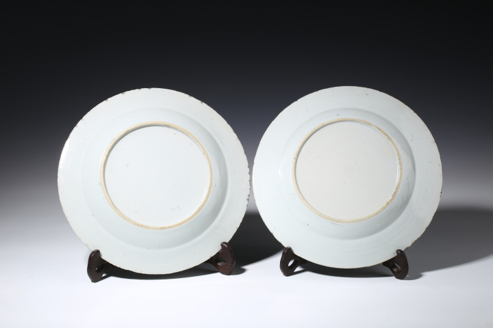 古玩陶瓷清康熙·青花竹石芭蕉紋折沿盤一對拍賣，當前價格3999元