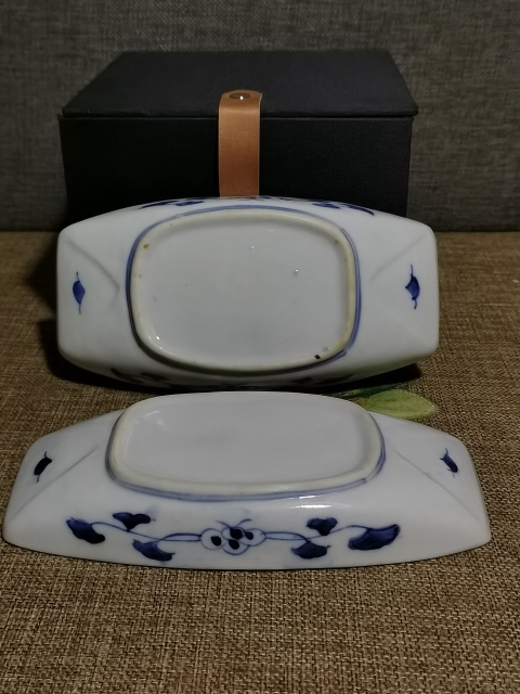 古玩陶瓷【精致茶船】民國青花鳳紋茶船一對拍賣,當前價格850元