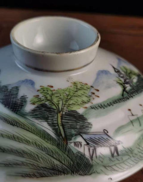 古玩陶瓷青綠山水彩山水紋蓋碗拍賣,當前價格2888元