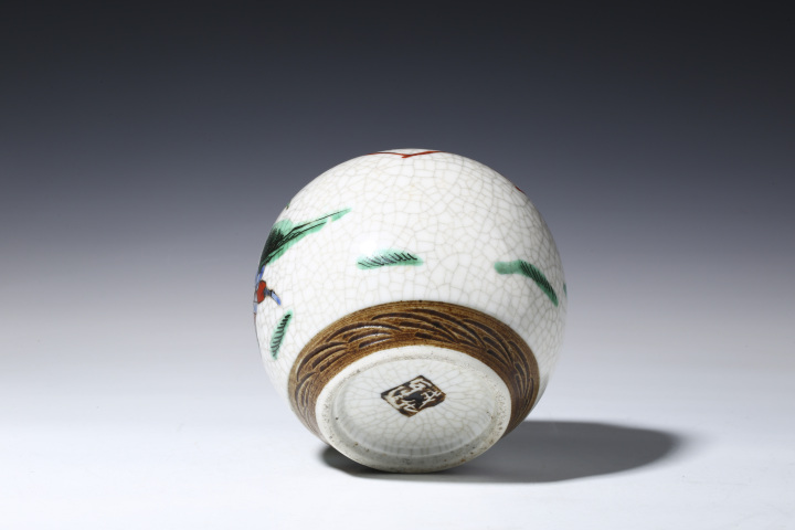 古玩陶瓷晚清民國·哥釉五彩刀馬人物紋罐拍賣，當前價格1999元