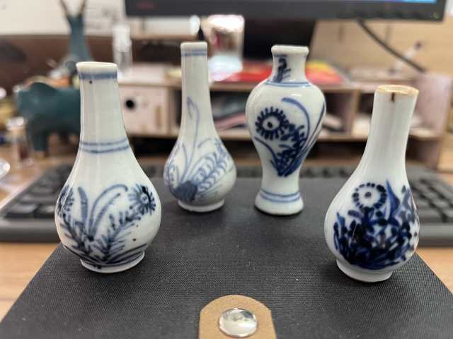 古玩陶瓷花卉紋青花小瓶3支拍賣,當前價格3300元