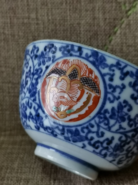 古玩陶瓷【高檔茶盞】晚清青花加彩蓋碗一對拍賣,當(dāng)前價格888元